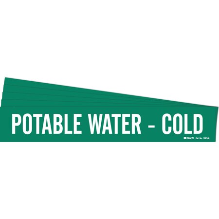 Brady POTABLE WATER - COLD Pipe Marker Style 1 White on Green 1 per Card, 5 PK 106148-PK